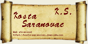 Kosta Saranovac vizit kartica